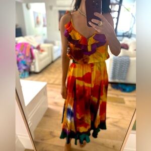 Vintage Tracy Feith Collection Multicolor Ruffle Dress